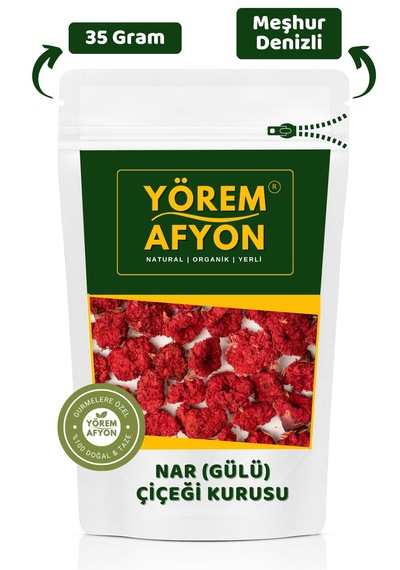 Yörem Afyon Meşhur Denizli Irlıganlı Yöresinden Tomurcuk Nar Çiçeği Kurusu, Nar Gülü Punica Granatum 35gr.