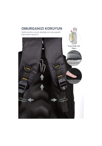 571 Collections Av A Dos Orijinal Körüklü Ortopedik Konfor Çok Gözlü Gezi Seyahat Yürüyüş Dağcı Kamp Spor Sırt Çantası 65 L Açık Altın