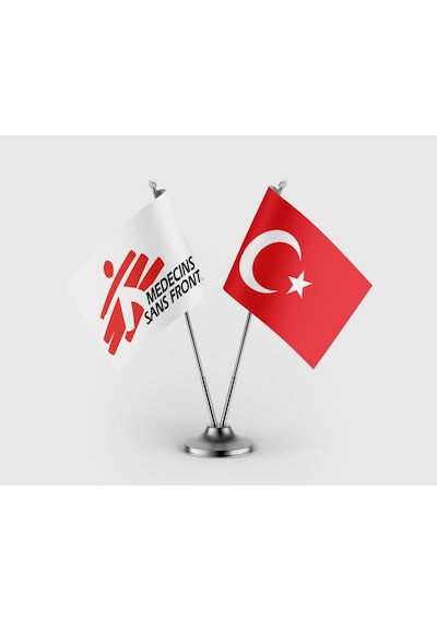 Sınır Tanımayan Doktorlar Ve Türkiye Bayrağı İkili Saten Masa Bayrağı Takımı Diğer