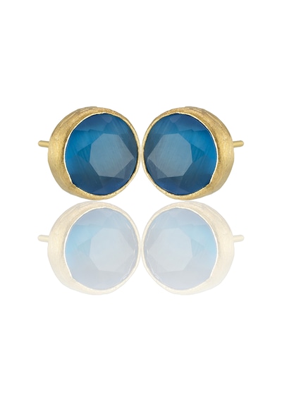 Kadir Jewellery 22 Ayar Altın Kaplama Kadın Minimal Küpe -el İşçiliği Ve Hipoalerjenik Küpe Koyu Mavi 71514316