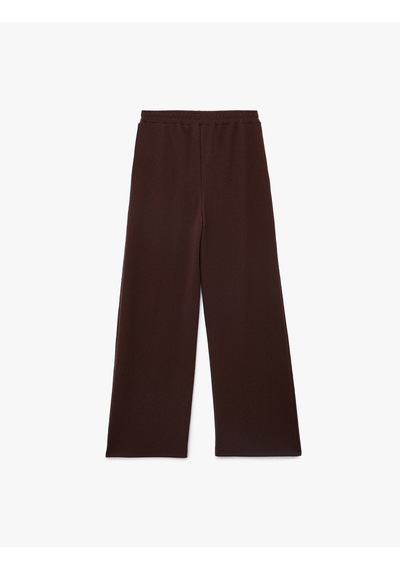 Koton Beli Lastikli Regular Fit Cepli Eşofman Pantolon Kahverengi 6wak40057ek Kahve