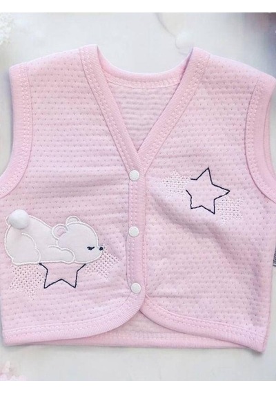 Cantoy Kız Bebek Mevsimlik Yıldız İşlemeli Yelek-15072 Pembe