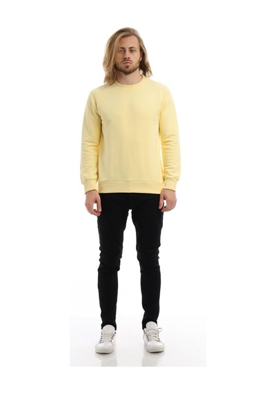 Polostate Erkek Bisiklet Yaka 3 İplik Sweat Sarı