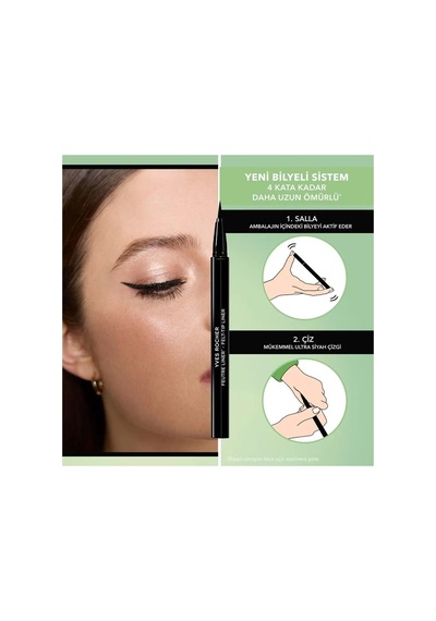 Keçe Uçlu Yoğun Siyah Eyeliner 0.55 Ml Uzun Kalıcı Akma Bulaşma Karşıtı Yüksek Pigmentli Vegan 05
