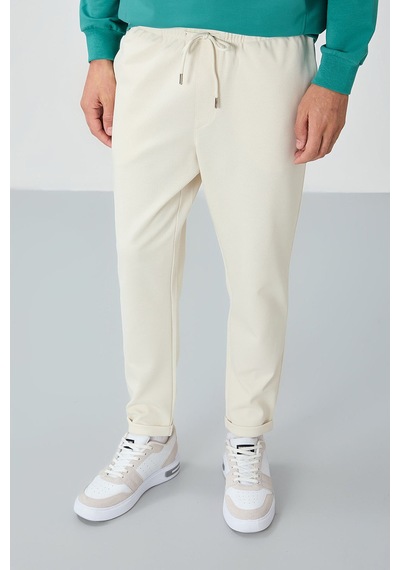 Tommy Life Bej Yüzeyi Dokulu Standart Fit Erkek Eşofman Alt - 82154