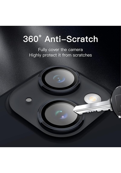 İphone 14 / İphone 14 Plus Kamera Camı Lens Koruyucu Halka Set - Siyah Diğer