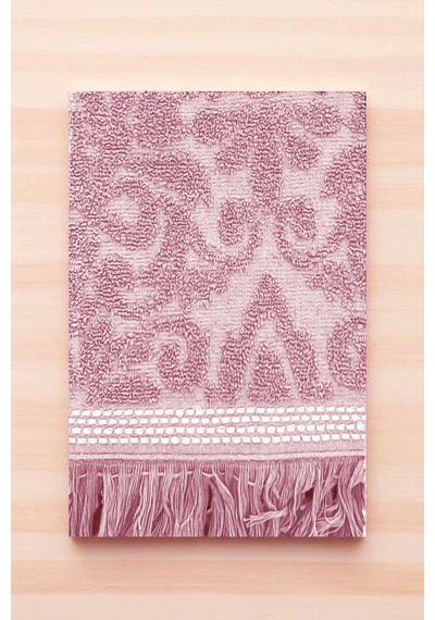 2 Parça Jakarlı Banyo Havlu Takımı %100 Pamuklu 90x150 Cm Arden Pembe Çok Renkli
