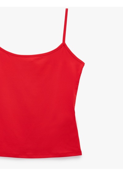 Koton Slim Fit İp Askılı Atlet Kırmızı 6sak10292ek