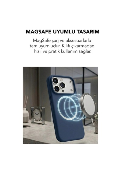Apple İphone 17 Pro Uyumlu Magsafe Lansman Silikon Kılıf Lacivert