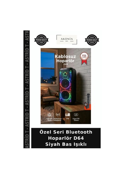 Özel Seri Bluetooth Hoparlör D64 Siyah Bas Işıklı