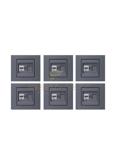 Grano Füme Telefon Prizi 6'lı Paket Çerçeve Dahil