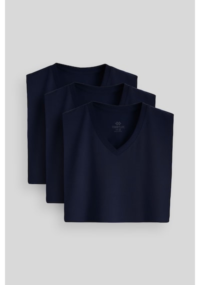 Tommylife Standart Fit Basic V Yaka 3lü Paket Lacivert Erkek T-shirt 87912 Lacivert