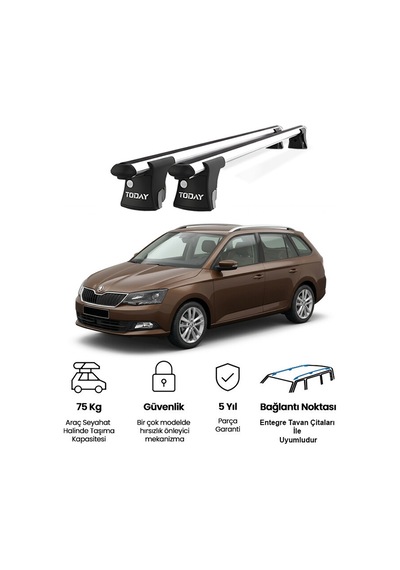 Trio-ı Skoda Fabia Kombi 2014 Ve Sonrası Uyumlu Kilitli Ara Atkı 120cm Port Bagaj Tavan Barı