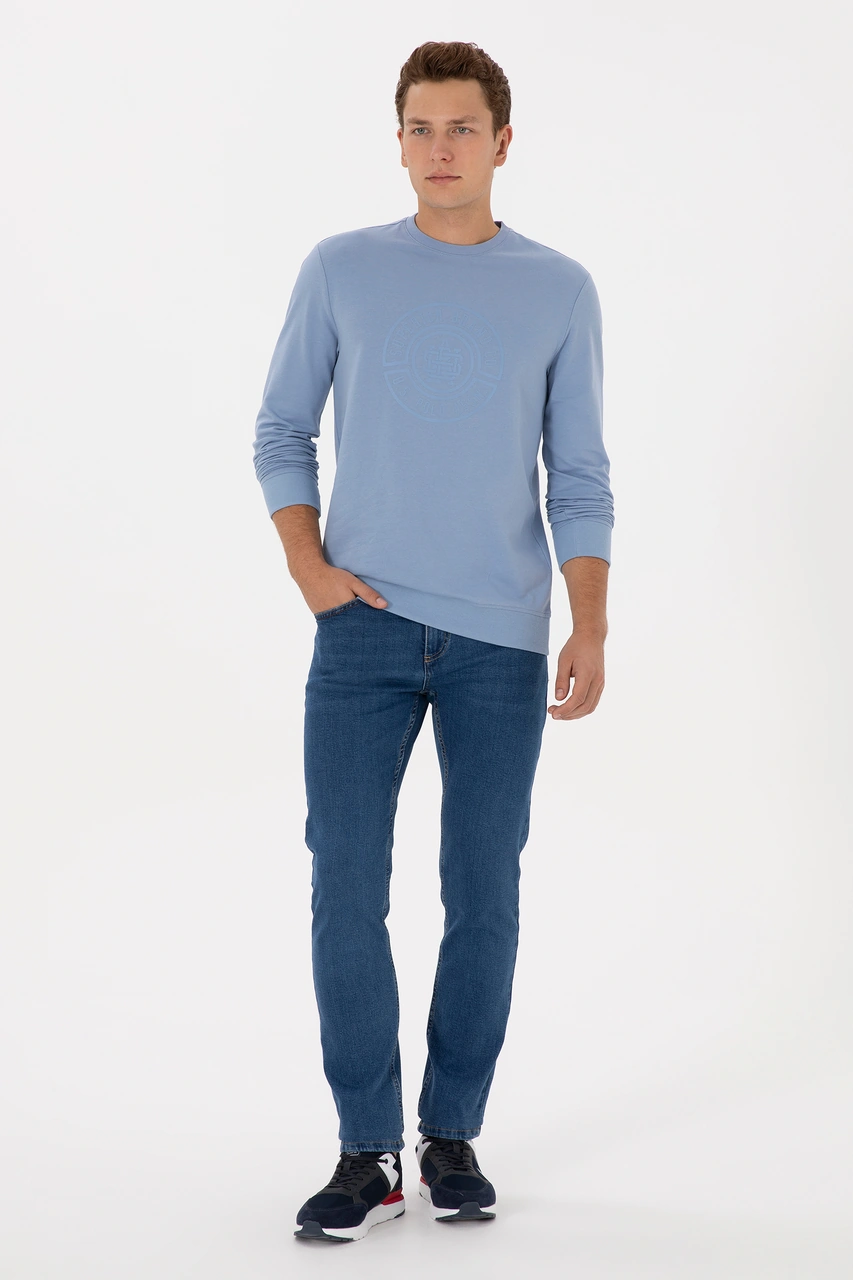 U.S. Polo Assn. Erkek Regular Fit Bisiklet Yaka Mavi İnce Sweatshirt 50324788-VR036 U.S. Polo Assn. Erkek Regular Fit Bisiklet Yaka Mavi İnce Sweatshirt 50324788-VR036