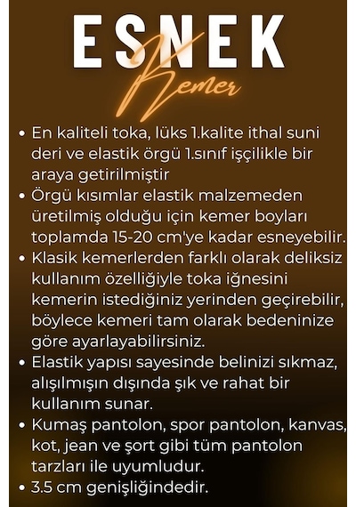 Süzer Deri Beyaz Elastik Esnek Unisex Örgü Kemer - 8500-19 Beyaz