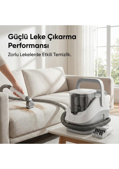 Halı Ve Koltuk Yıkama Makinesi, 650w Güçlü Motor Ve 12kpa Emiş Gücü, 1.4 Litre Su Kapasitesi, 2 Farklı Başlık