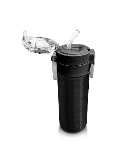 Coral High Kids Siyah Futbol Desenli Pipetli Ve Direkt İçim Çelik Termos 500 Ml 31898 Siyah - Beyaz