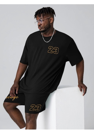 Unisex Oversize Chicago 23 Baskılı Siyah Bisiklet Yaka T-shirt Şort Siyah Unisex Oversize Chicago 23 Baskılı Siyah Bisiklet Yaka T-shirt Şort Siyah