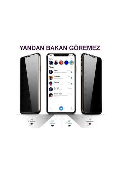 Apple Uyumlu  iPhone 12 Pro Max Privacy Kavisli Hayalet Gizlilik Filitreli Full Ekran Koruyucu