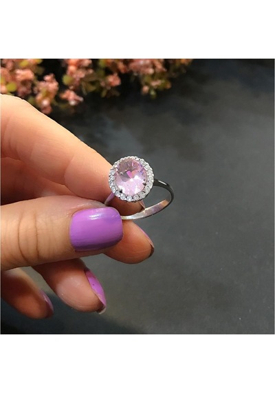 Stela Oval Pembe Kuvars Yüzük - 513936652