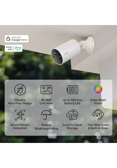 Tp-link Tapo C410, 2k 3mp, Renkli Gece Görüşü, Şarj Edilebilir, S