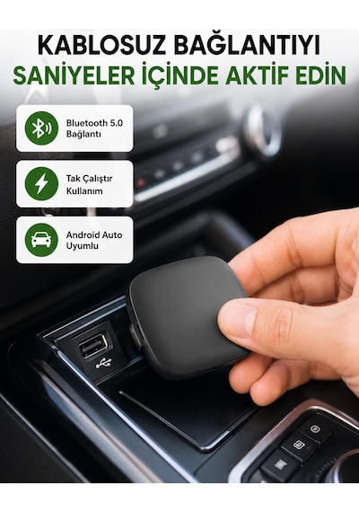 Android Auto Kablosuz Adaptör Bluetooth 5.0 Ve 5.8ghz Wifi Destekli Yeni Nesil - Lisinya