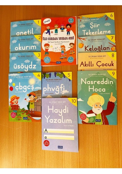 Anetil İlk Okuma Yazma Set 10 Kitap 2024-2025 Dik Temel Harflerle Yeni Müfredata Göre Hazırlanmıştır