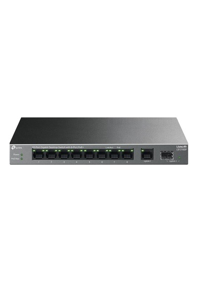 Tp-lınk Ls1210gp 8 Port Gıgabıt + 1xrj45/1xsfp Uplınk 61w 250 Metre Poe Mesafe Metal Kasa