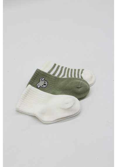 Erturkstore Koala Boy 3'lü Penye Soket Çorap 10133 Ekru Çok Renkli