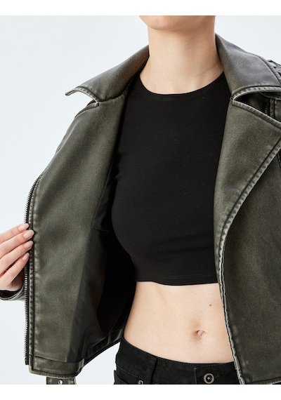 Koton Kemerli Fermuarlı Eskitilmiş Görünümlü Oversize Biker Suni Deri Ceket Gri 5sak20013ew Gri Koton Kemerli Fermuarlı Eskitilmiş Görünümlü Oversize Biker Suni Deri Ceket Gri 5sak20013ew Gri