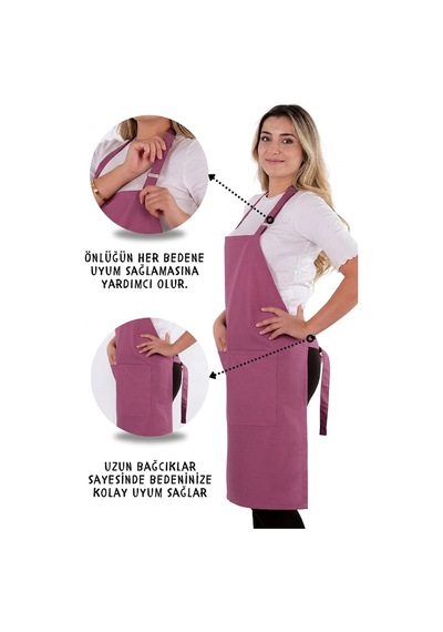 Simple Ayar Askılı Mutfak Önlüğü Gülkurusu Çok Renkli