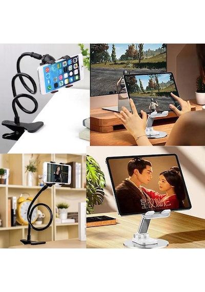 Upway Katlanabilir Masaüstü Telefon Standı Ve Esnek Kollu Mandallı Akrobat Telefon Tutucu