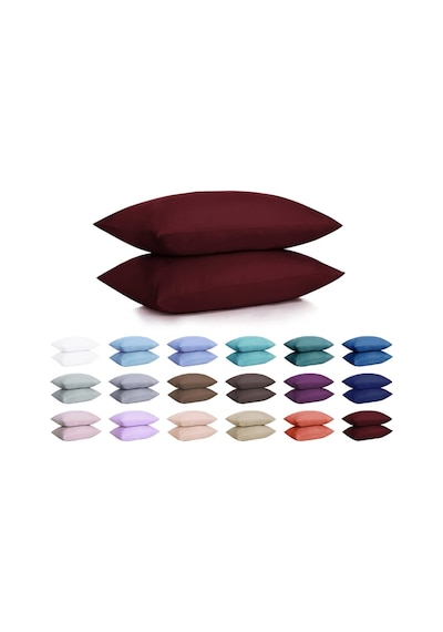 Lionas %100 Pamuklu Ranforce Yastık Kılıfı - Bordo - 2'li Set 50x70 - Bordo