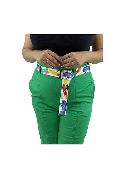 Büyük Beden Mom Kemerli Yüksek Bel Kadın Pantolon Yeşil