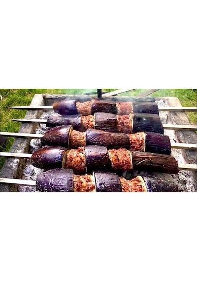 Kare Patlıcan Şişi 10 Adet -tavuk Şişi - Tavuk Kanat Şişi - Domates Şişi 60cm 7 Mm