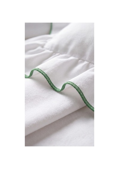 %100 Pamuk Overloklu Fırfırlı Çift Kişilik Nevresim Takımı Lastikli Çarşaflı 200x220 Cm Yeşil - 904804703 Yeşil