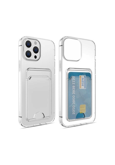 FitCase Apple Uyumlu iPhone 14 Pro Max Kılıf Cardy Şeffaf Kartlık Cepli Kapak