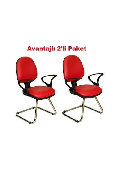 Türksit Kozmo Şef Bekleme Koltuğu Avantajli 2'li Paket Z Ayak Kirmizi Kırmızı