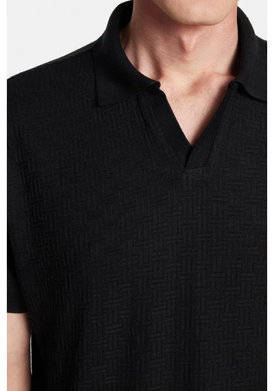 Tudors Erkek Slim Fit Dar Kesim Viskon Kumaş Desenli Düz Pike Düğmesiz Siyah Polo Yaka Tişört-34597 Siyah Tudors Erkek Slim Fit Dar Kesim Viskon Kumaş Desenli Düz Pike Düğmesiz Siyah Polo Yaka Tişört-34597 Siyah