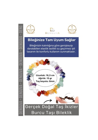 Bileklik Doğal Taş Ayarlanabilir Esnek Su Geçirmez Hediye İkizler Burçları Burç Unisex Bileklik Çok Renkli