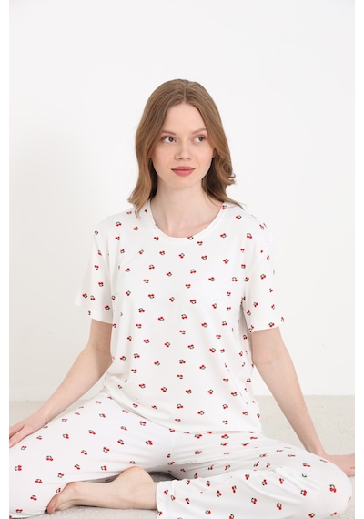 Elitol Bamboo Örme Desenli Kadın Pijama Takımı Desenli-1
