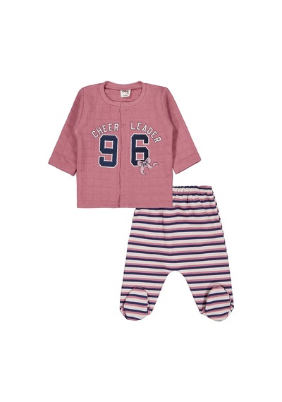 Civil Baby 96 Nakışlı 1-9 Ay Pijama Takımı - Pembe Gülkurusu