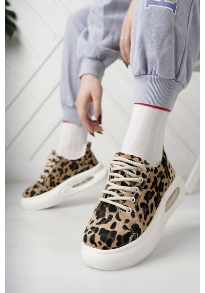 Nesilshoes Nesil Shoes Dvm 5750 Leopar Havalı Taban Kadın Sneakers