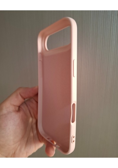 Apple Uyumlu iPhone 17 Air Logolu İçi Kadife Silikon Lansman Kılıf Pudra