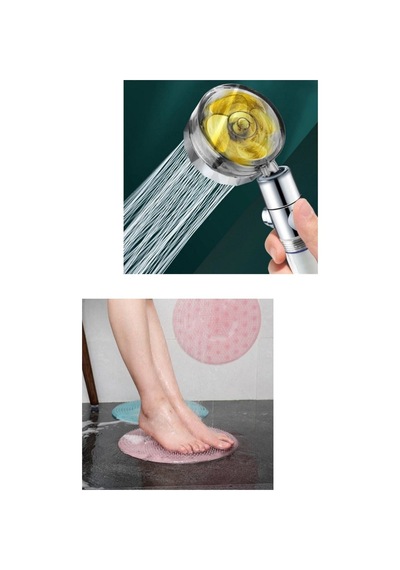 Turbo Pervaneli Su Tasarruflu 360 Derece Dönebilen Duş Başlığı Ve Silikon Banyo Masaj Matı Silikon Diğer