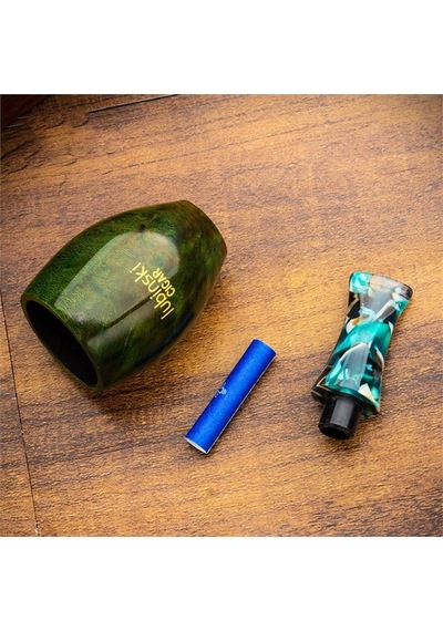 Lubinski Yeni 4 Boy Kullanım Briar Puro Ağızlığı 9mm Filtreli Big Green 38-57 Ring Lb-912