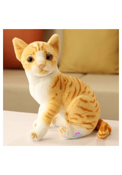 Charmerprincesses Tekir Kedi Oyuncak Gerçek Görünümlü Peluş Kedi Sarı Tekir Kedi Peluş Açık Sarı
