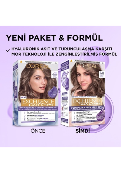 L Oréal Paris Excellence Cool Creme 7.11 Ekstra Küllü Kumral Saç Boyası