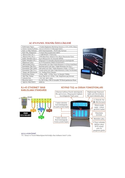 Electrosec Ac-074eth Güvenlik Amaçlı Off-line Ve Online Kartlı Geçiş Sistemi