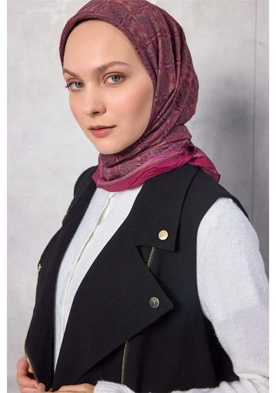 Silk Home Viskon Velora Eşarp Dört Mevsim Yonca Desen Magenta 90x90 Çok Renkli